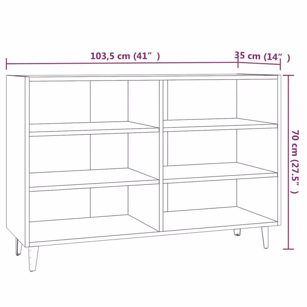 Berkfield Home Smoked Oak Sideboard in Brown, W/D/H: 103.5 x 35 x 70 cm – 5