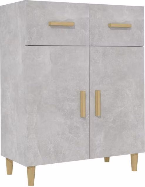 Berkfield Home Sideboard in Concrete Grey, MDF, W/D/H: 69.5 x 34 x 90 cm