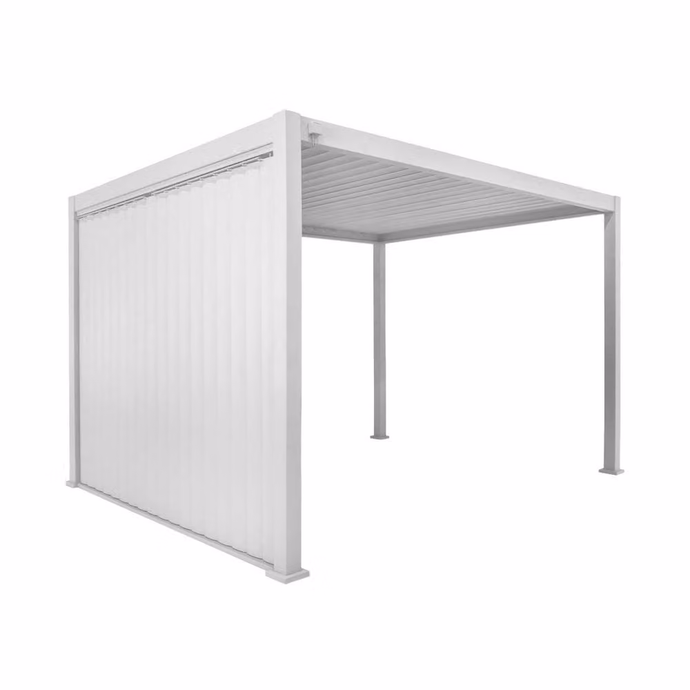 Sweekeet White Louvered Pergola with 3m Vertical Adjustable Louver Panel, W: 400 cm, D: 300 cm, H: 255 cm – 2