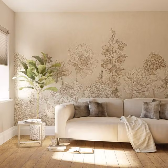 Superfresco Easy Muted Floral Beige Country House Wall Mural, W: 300 cm, H: 280 cm – 1