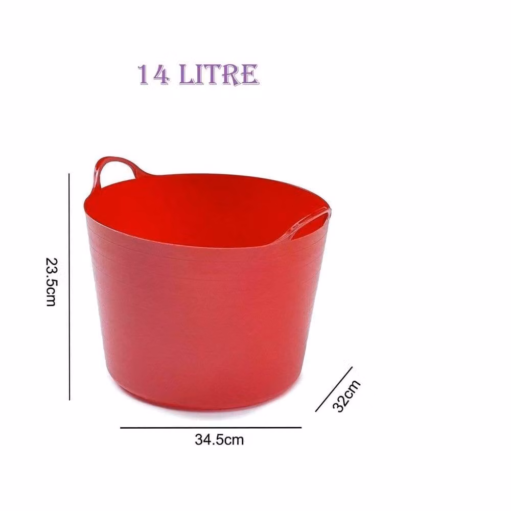 EONLION Red 14 Litre Flexi Tub Storage Bucket with Handles – 1