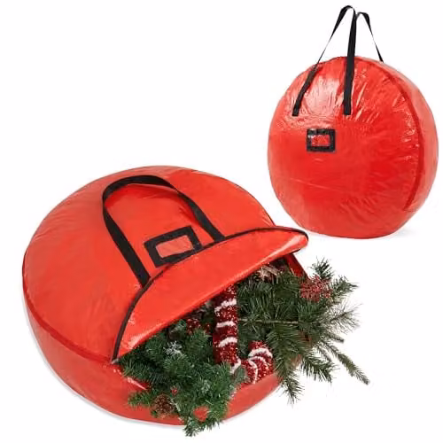 Deco Express Christmas Wreath Storage Bag in Red – 1