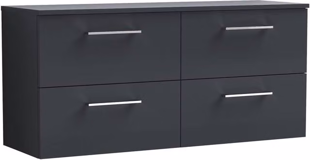 Balterley Level 1200mm Wall Hung 4 Drawer Vanity Unit with Worktop, Dark Grey – 1