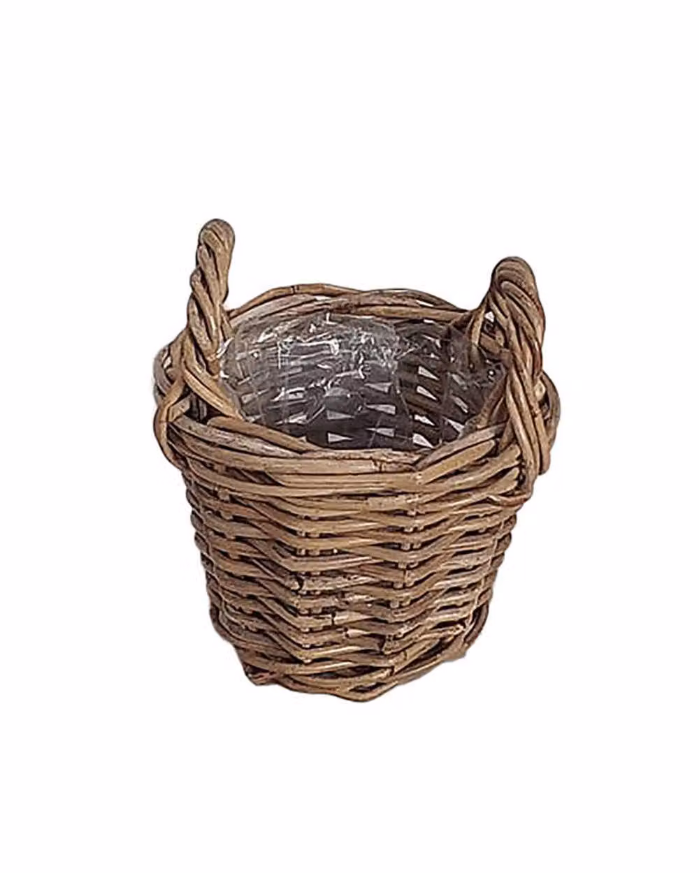 Dibor Traditional Lined XXS Wicker Planter Basket with Handles in Grey and Brown – 2