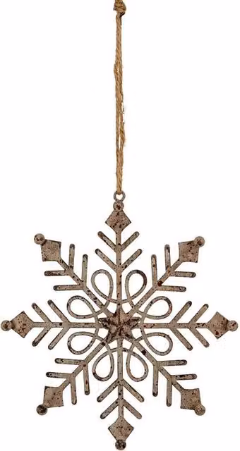 Lemon Pavilion Rustic White Hanging Geometric Snowflake Bauble Decoration W: 13 cm, H: 18 cm