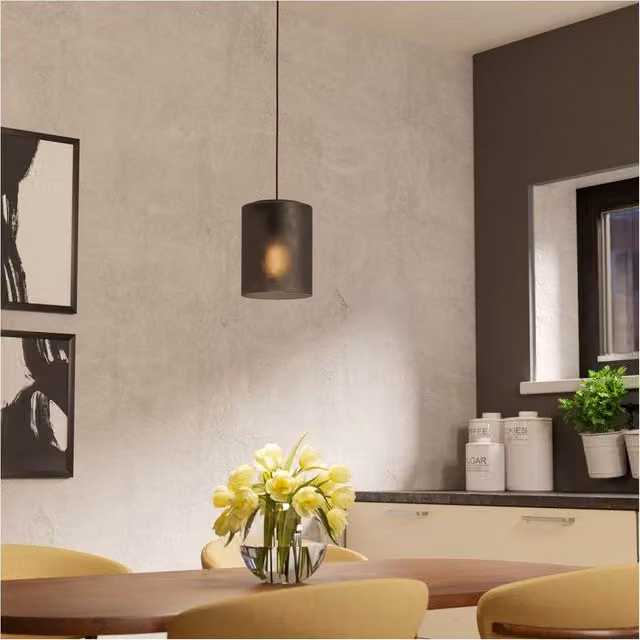 Loops Modern Black Glass Cylinder Pendant Light for Indoor Ceilings – 1