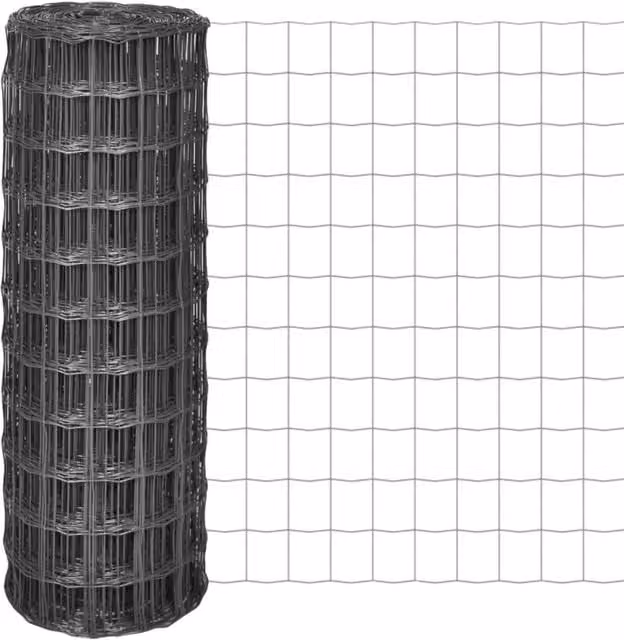 Berkfield Home Euro Fence PVC-Coated Steel Fencing, Grey, W: 10 m, H: 1.2 m – 1