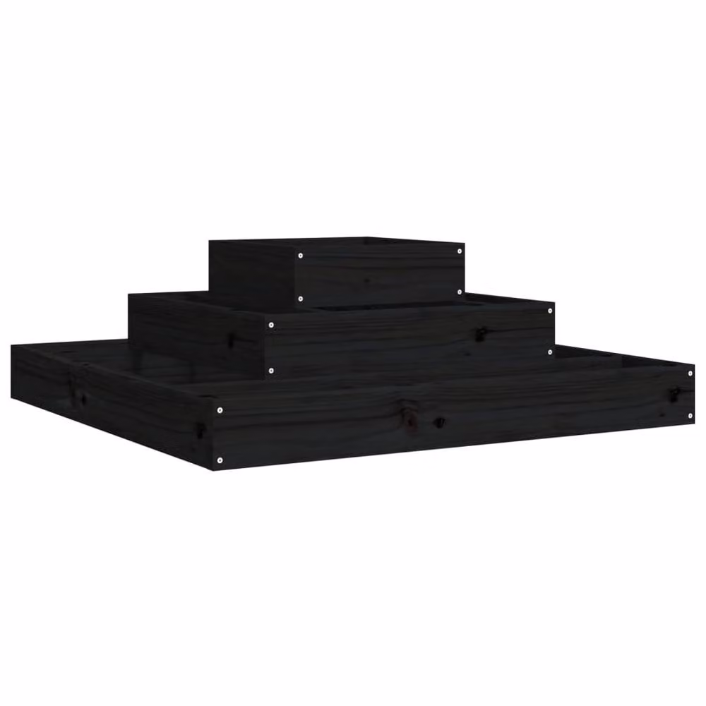Berkfield Home Black Solid Wood Pine Planter Tub W/D/H: 80 x 80 x 27 cm – 3