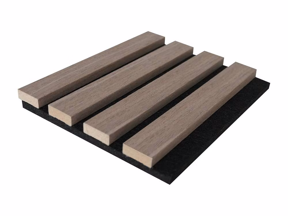 Vente-unique Acoustic Wall Panel Set in Brown Walnut Wood Look, 3.12 m² Pack – 2