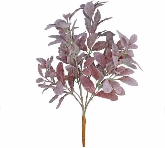 KDMD Burgundy Red Flocked Glitter Lambs Ear Bush – 1