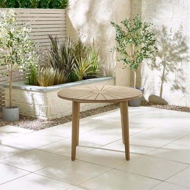 FurnitureboxUK Tari 4 Seat Round Acacia Wood Dining Table in Yellow