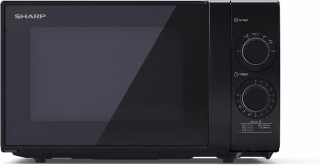 SHARP Solo Manual Countertop Microwave Oven, 20L, Black