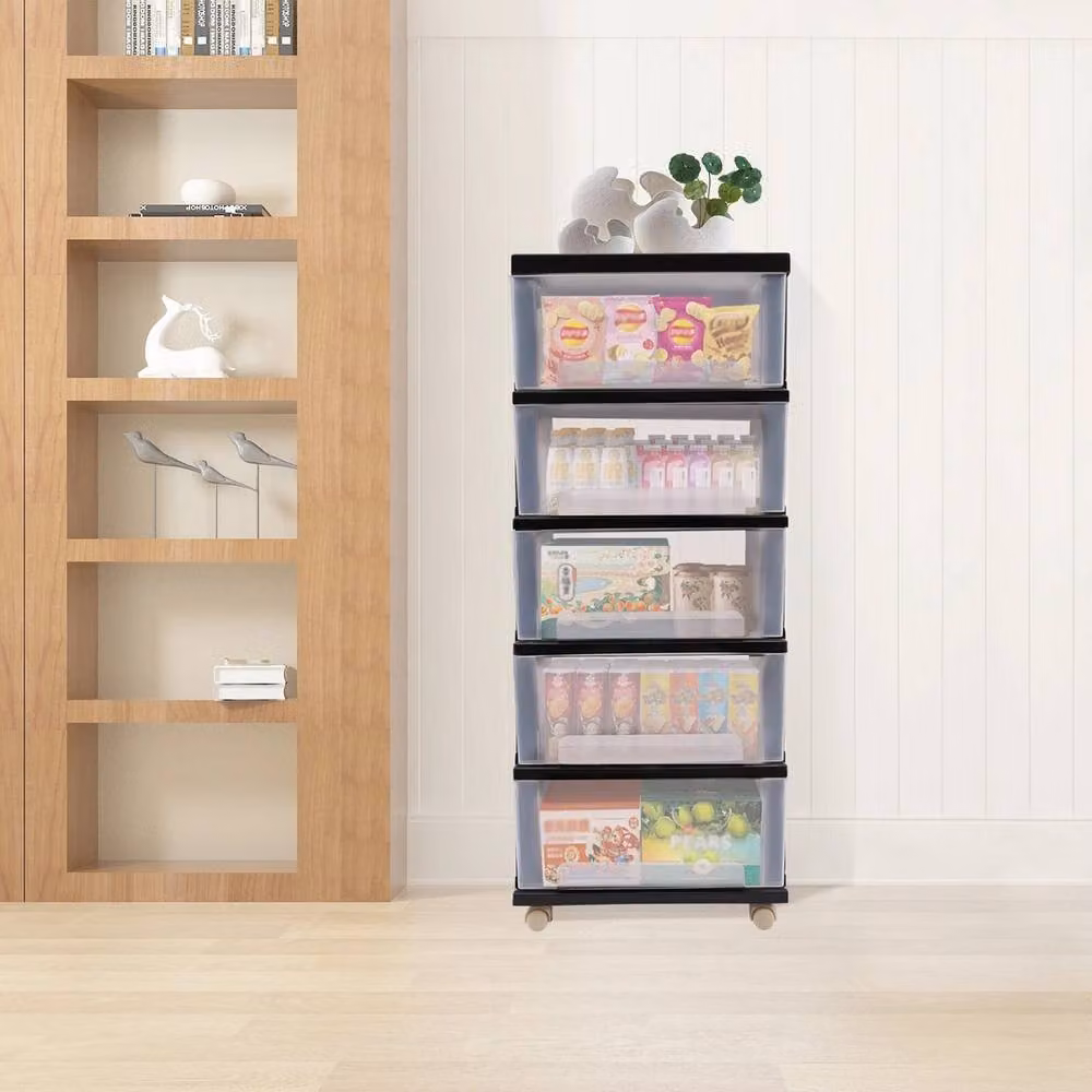 Ventryn 5 Drawer Plastic Storage Chest Tower Cabinet Organizer in Black – 4
