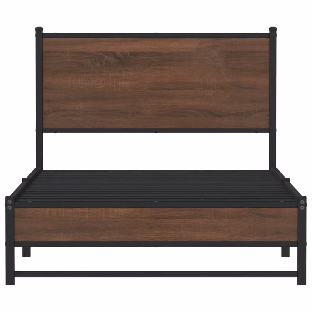 Berkfield Home Metal Bed Frame in Brown Oak, W/D/H: 100 x 200 cm – 4
