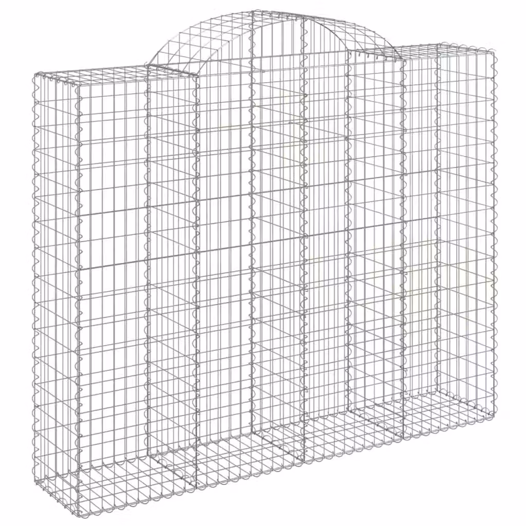 Berkfield Home Arched Gabion Basket in Silver Galvanised Steel, W: 200 cm, D: 50 cm, H: 160-180 cm – 2
