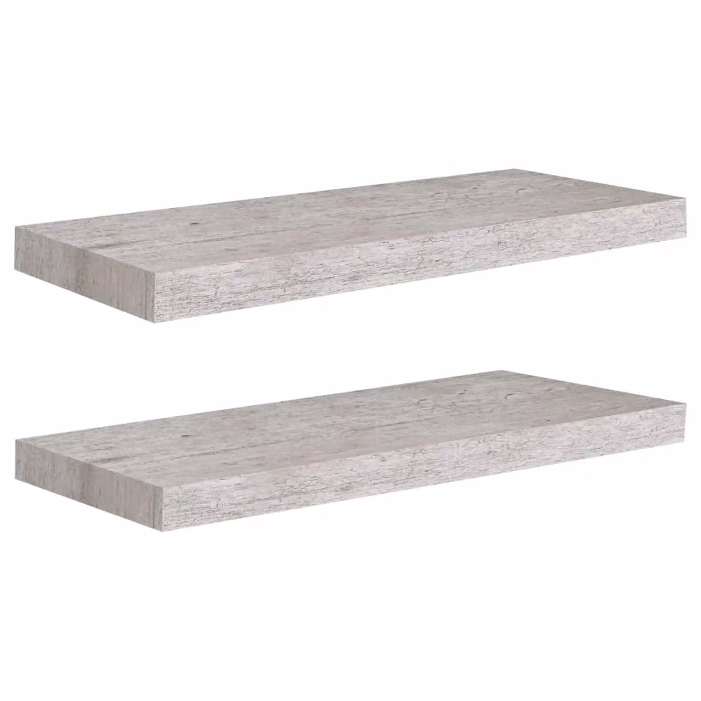 Berkfield Home Floating Wall Shelves, 2 Piece Set, Concrete Grey MDF and Metal, W: 60 cm, D: 23.5 cm, H: 3.8 cm – 2