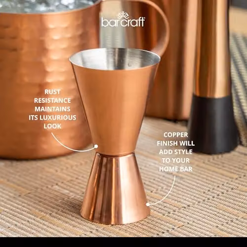 BarCraft Stainless Steel Dual Cocktail Jigger and Spirit Measure with Copper Finish, 25ml and 50ml – 3