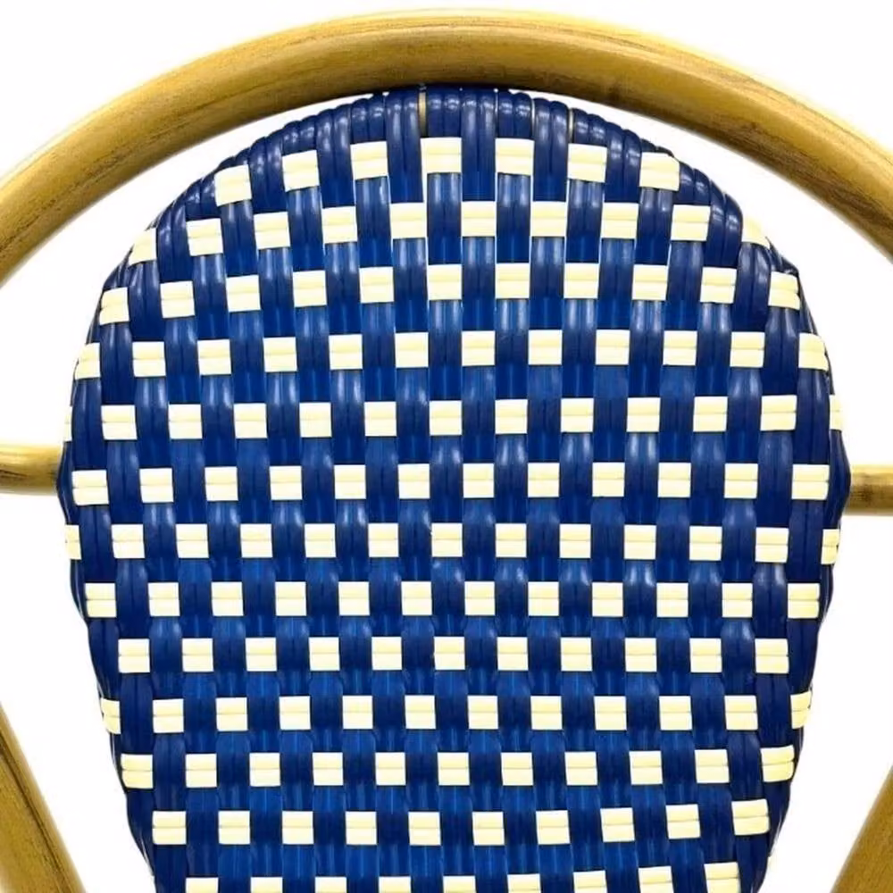 NESTLUNE Blue Rattan Bistro Chair for Outdoor and Indoor Use, H 100 cm x W 15 cm x D 15 cm – 4