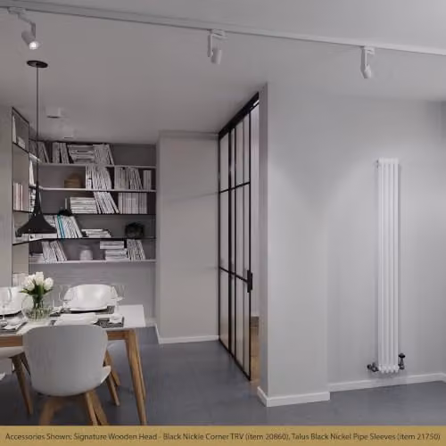 UK Radiators Alpha 2 Column Vertical Traditional Cast-Iron Style Steel Radiator in White, H 1800mm x W 196mm, Floor Standing with Feet – 3