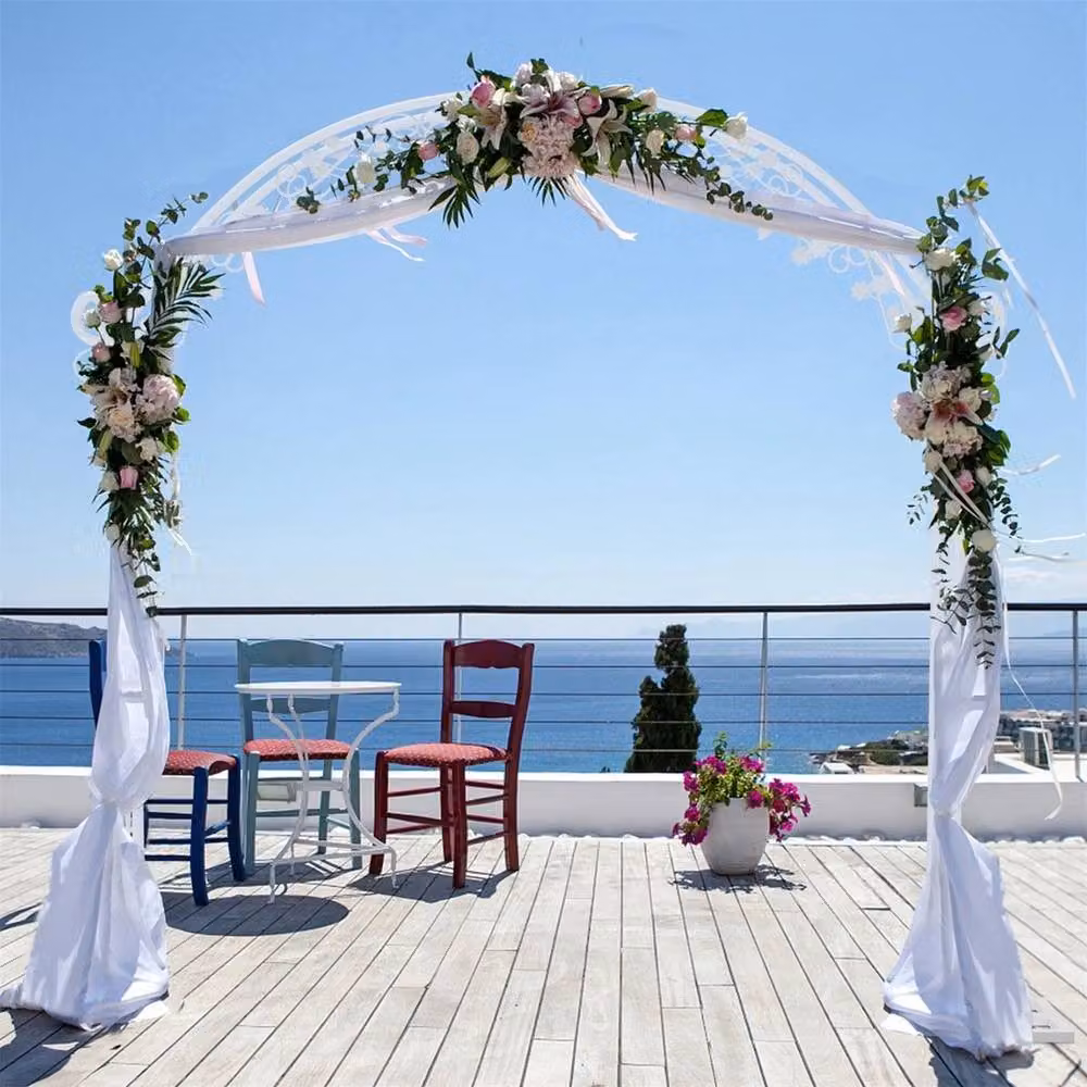 FLAVORA XXL Large Wedding Archway Backdrop in White, Modern Freestanding Metal Floral Garden Arch, W: 100 cm, D: 15 cm – 3