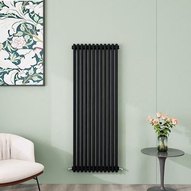 AicaBathroom Vertical Traditional Cast Iron Style 3 Column Radiator in Black, W: 56 cm, H: 150 cm