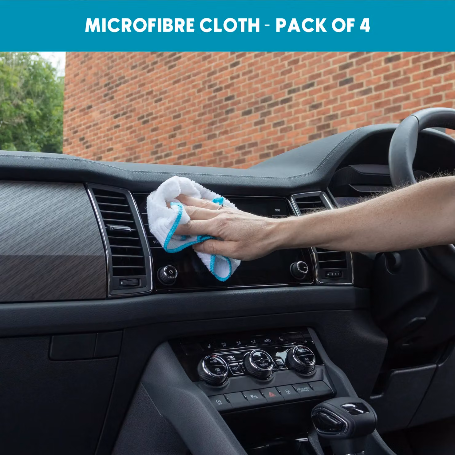 JVL Car Care Large Microfibre Cleaning Cloths, Turquoise, Petrol and White, W: 30 cm, D: 0.5 cm, H: 30 cm – 2