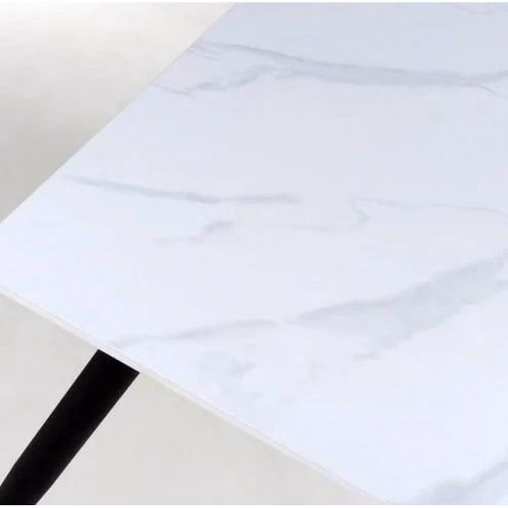 Havendro Modern White and Black Sintered Stone Side Table with Ceramic Top and Metal Legs – 2