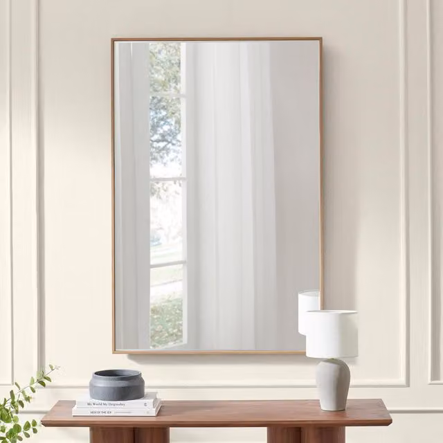 FurnitureboxUK Inga Oak Wood Rectangular Wall Mirror, Brown, W: 120 cm, H: 80 cm