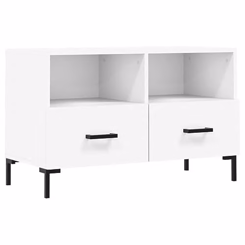 vidaXL Modern White TV Cabinet in Wood and Metal, W/D/H: 80 x 36 x 50 cm – 1