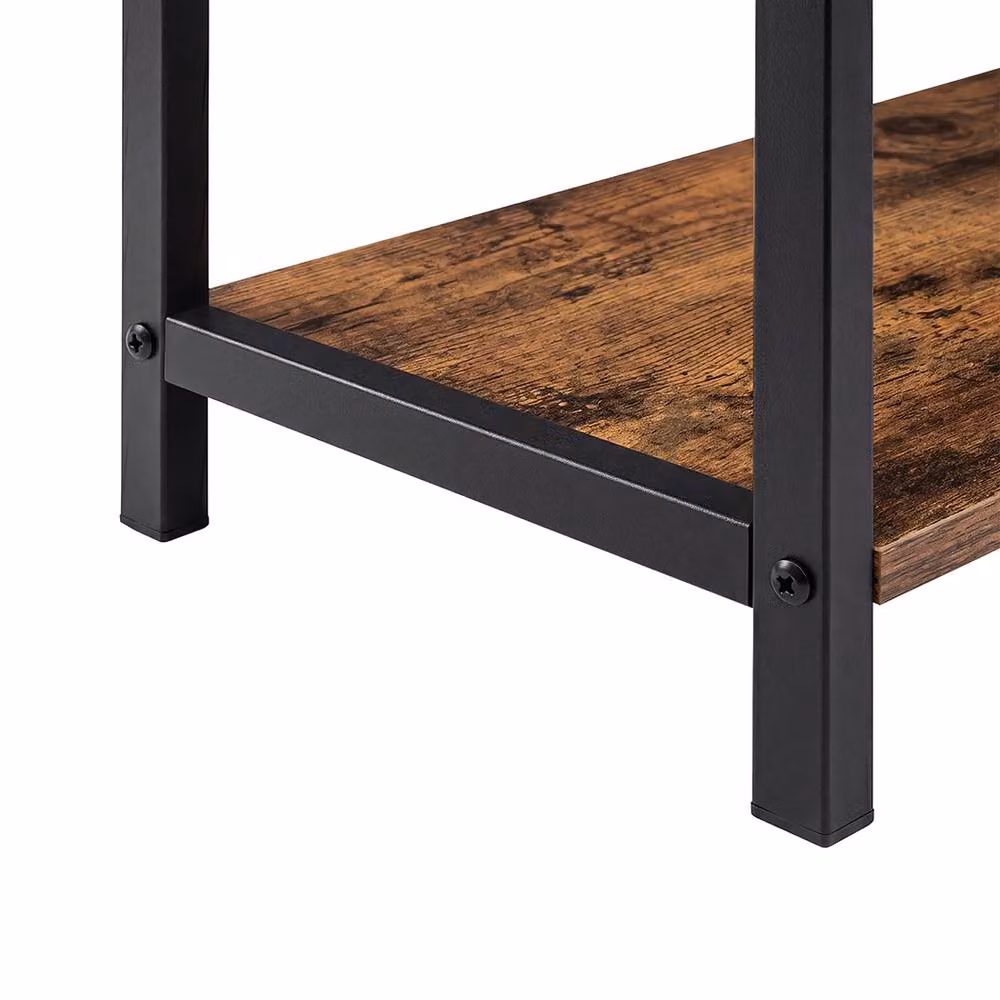 Levede 5-Tier L-Shaped Corner Bookcase in Brown and Black – 10
