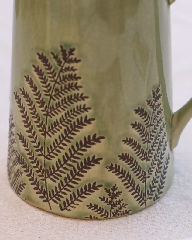 Dibor Ceramic Floral Jug in Sage Green and Brown for Tabletop Decor – 4