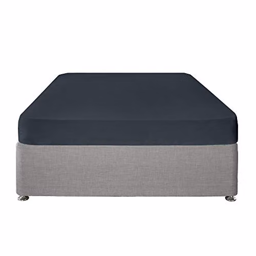 J Rosenthal & Son Laqula Plain Microfibre Fitted Bed Sheet, Blue, W/D/H: 152 x 200 x 32 cm – 4