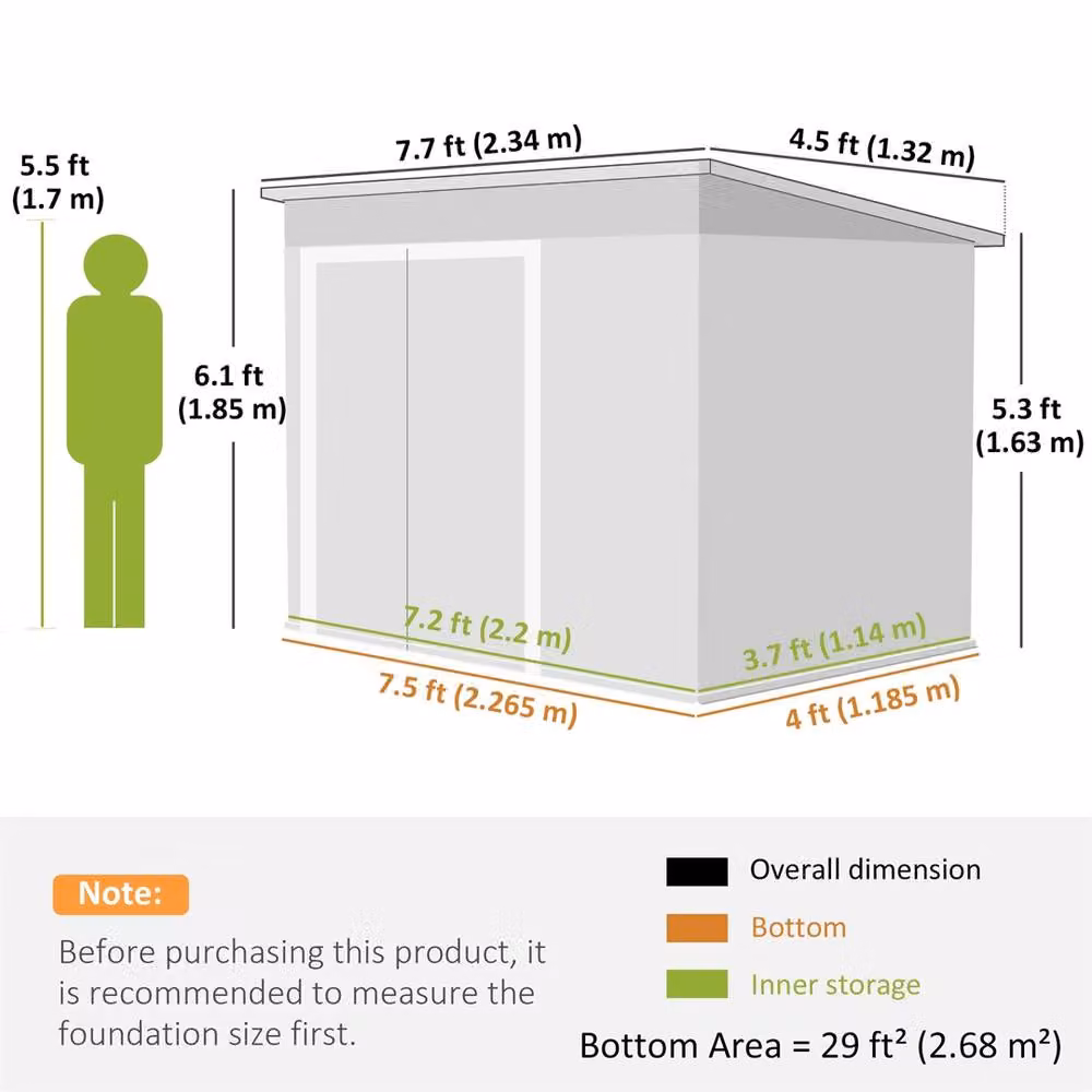 FLAVORA Green Metal Outdoor Storage Shed with Double Doors and Lock, W: 100 cm, D: 15 cm – 2