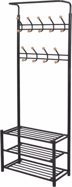 Berkfield Home Clothes Rack with Shoe Storage, Black, W/D/H: 68 x 32 x 182.5 cm