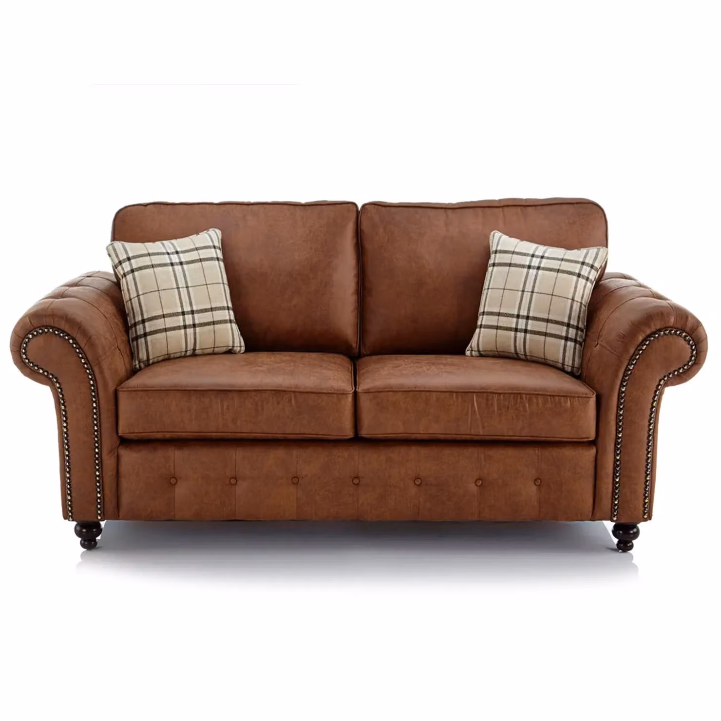 Furnishings For Less UK Oakland 3 Piece Chesterfield Sofa Suite in Brown Synthetic Leather, including 3 Seater Sofa, 2 Seater Sofa and Armchair – 2