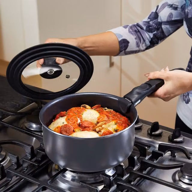 MasterClass Smart Space Three-in-One Saucepan Lid in Black – 1