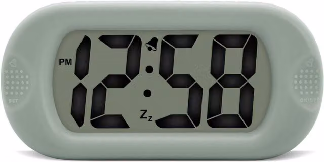 Acctim Smartlite Crescendo Digital Alarm Clock with Jumbo Display and Silicone Case in Pale Green
