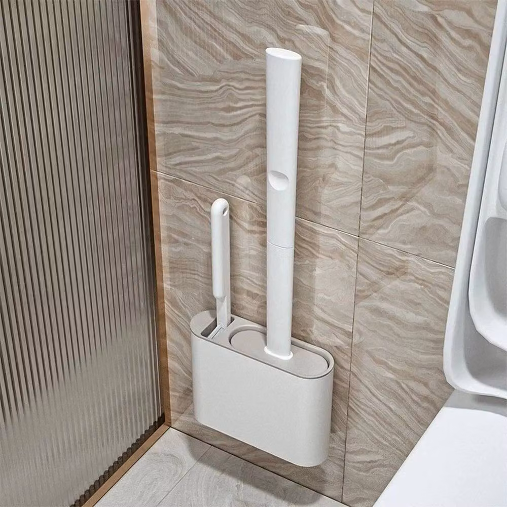 KORVIXA Silicone Toilet Brush and Holder Set in Grey – 2