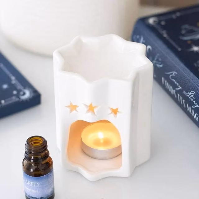Uniqueful White Star Ceramic Tabletop Tealight Oil Burner