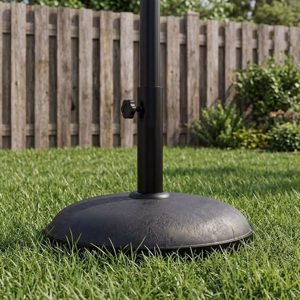 FLAVORA Black Heavy Duty Round Concrete Parasol Base with Stainless Steel Details – 4