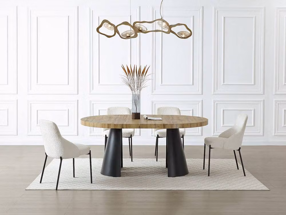 Vente-unique Extendable Dining Table in Light Oak MDF and Black Metal, W/D/H: 120 x 70 x 76 cm – 3