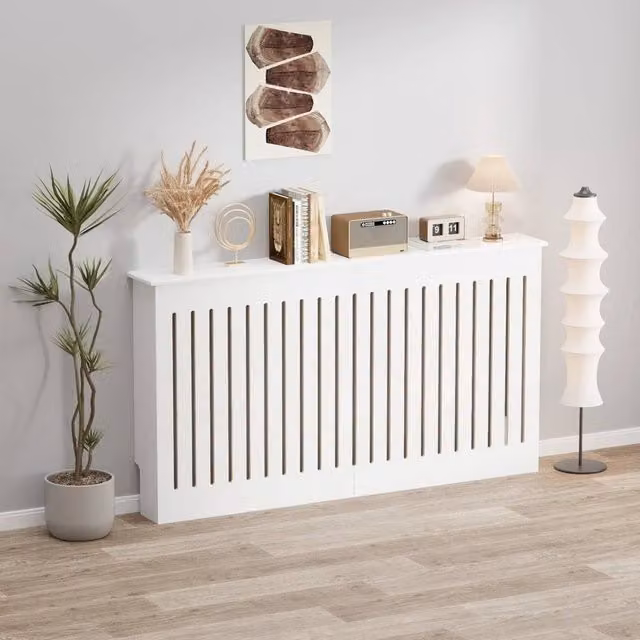 SPETLEK White Large Radiator Cover with Vertical Slat Design – 1