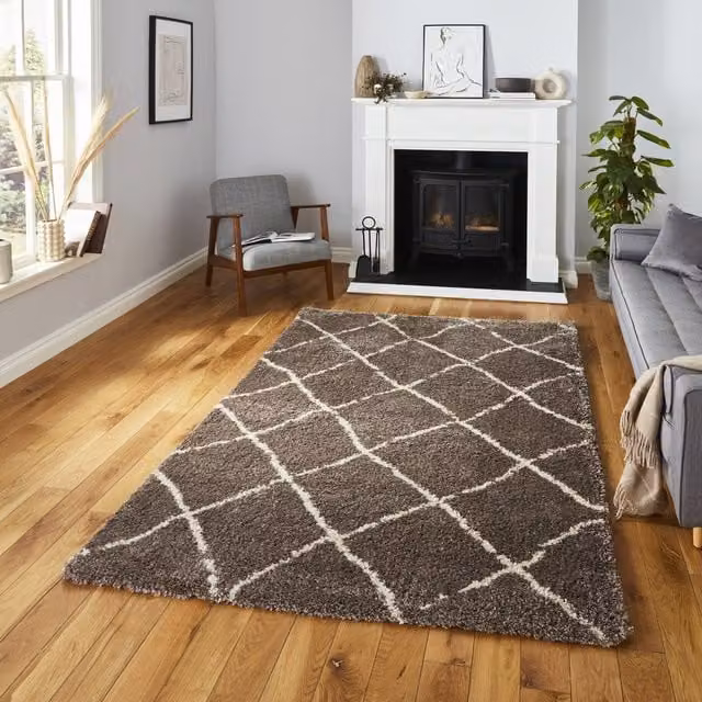 Terrys Scandi Berber G257 Diamond Pattern Rug in Beige and Brown