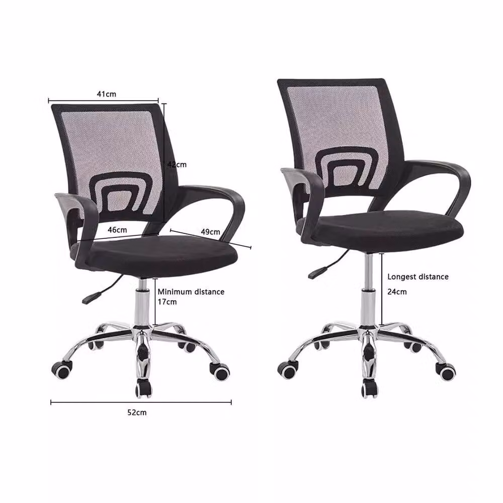 NESTLUNE Adjustable Height Mesh Swivel Task Chair in Black – 2