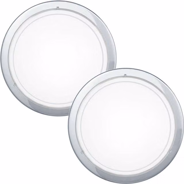 Loops 2 Pack Modern Chrome Ceiling and Wall Light with White and Transparent Glass Shades, E27 60W