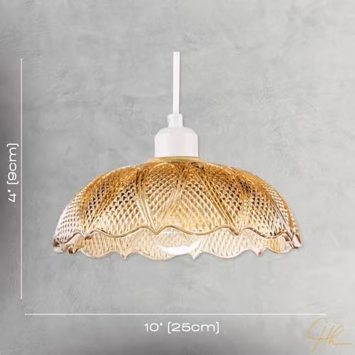 Happy Homewares Vintage Amber Tinted Cut Glass Dome Pendant Light Shade, W: 25 cm, H: 9 cm – 3