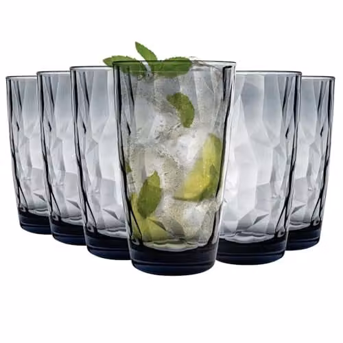 Bormioli Rocco Geometric Blue Glass Tumblers, 470 ml, Pack of 6 – 1