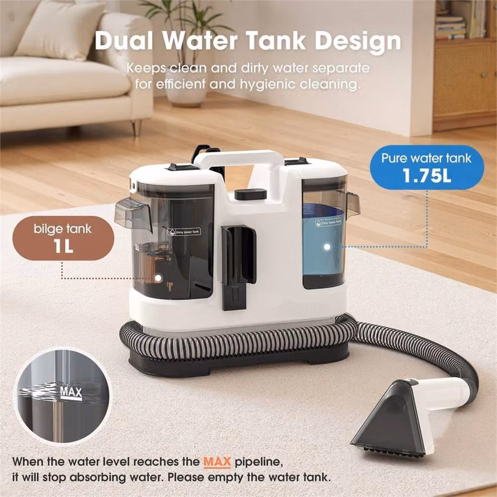KORVIXA Portable Handheld Spot Carpet and Upholstery Cleaner, 13500Pa, White, W: 40 cm, D: 50 cm, H: 40 cm – 4