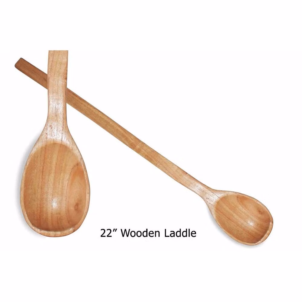 FLAVORA Extra Large Heat Resistant Wooden Cooking Spoon in Brown and Sand – 2
