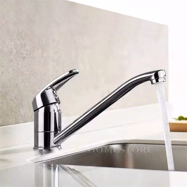 Nordara Single Lever Kitchen Sink Mixer Tap with Swivel Spout in Silver Chrome